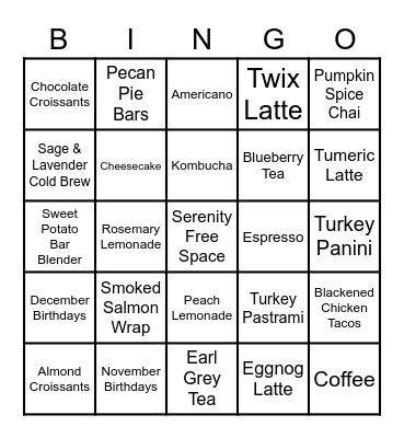 Serenity Bingo Card