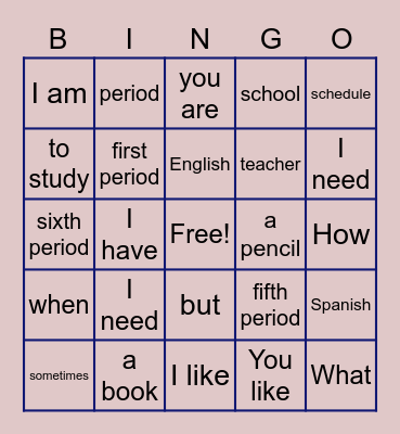 Español I - 1B/2A Bingo Card