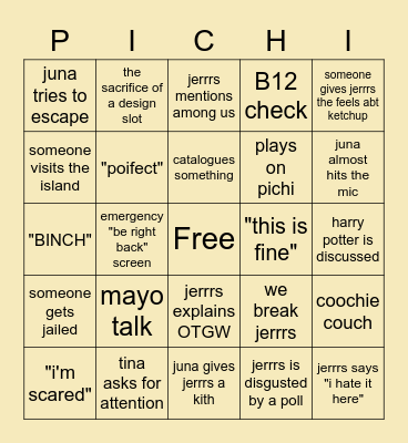 Jerrrs' stream BINGO Card