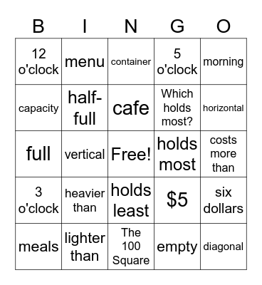 November Review (The 100 Square) Bingo Card