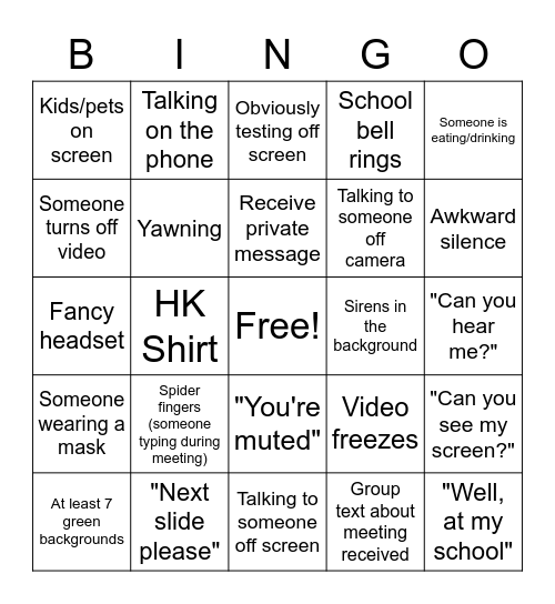 Meetings Suck Bingo Card