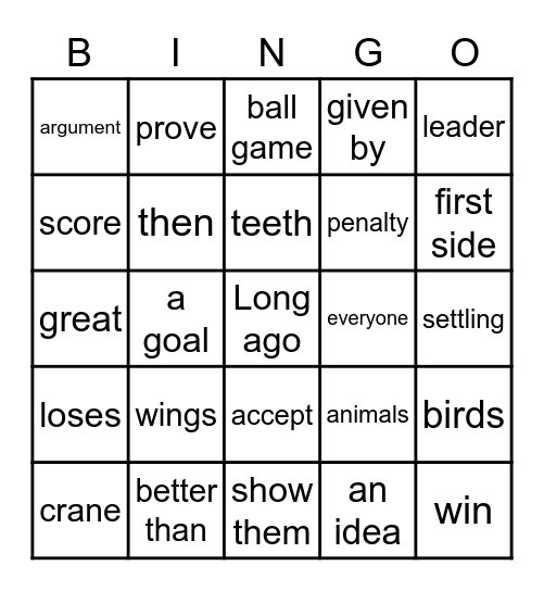 The Great Ball Game p.154-161 Bingo Card