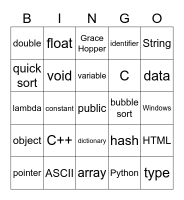 Computer Science Bingo Card