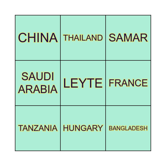 CULTURE IN OTHER PLACES Bingo Card