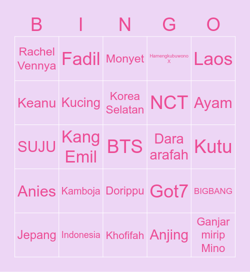 Ningbao's Bingo Board! Bingo Card