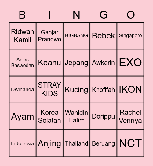 ララ。 Bingo Card