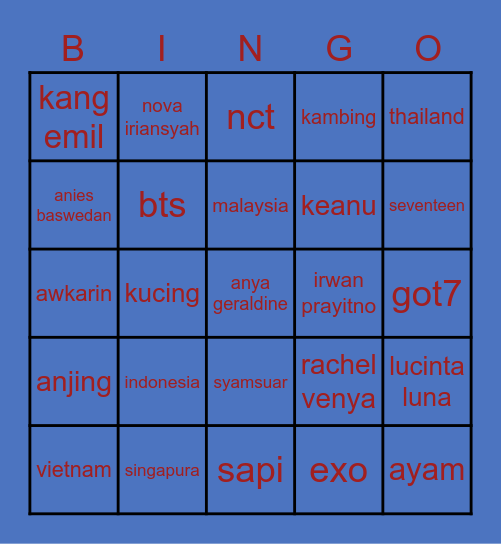 Eojin Bingo Card