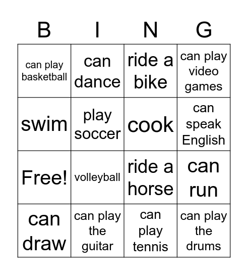 PT1 - Abilities Bingo Card