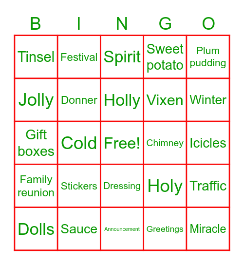 Bluestone Christmas Bingo Card