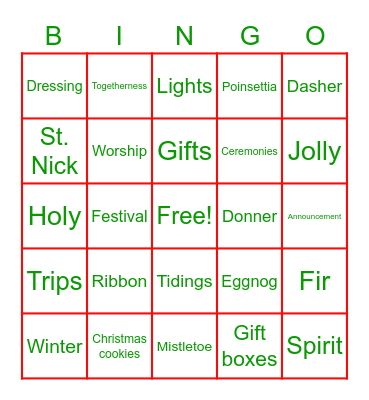 Bluestone Christmas Bingo Card