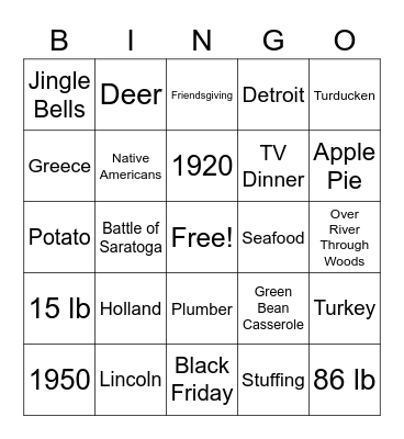 Thanksgiving Bingo Card