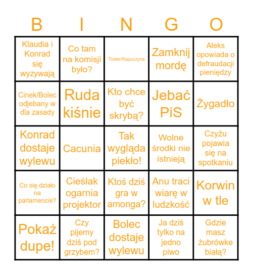 Bingo WRS Chem Bingo Card