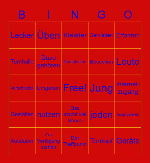 słownictwo 8 kl Bingo Card