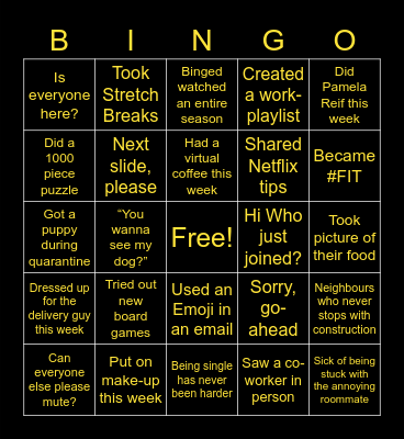 IM/CM REMOTE WORK BINGO Card