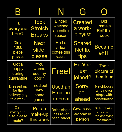 IM/CM REMOTE WORK BINGO Card
