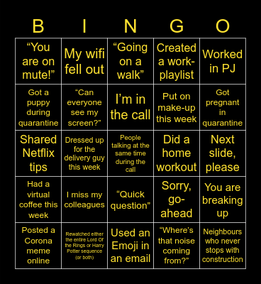 IM/CM REMOTE WORK BINGO Card