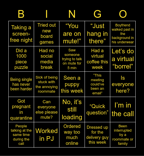 IM/CM REMOTE WORK BINGO Card