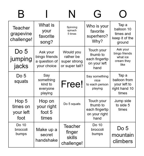 BINGO! Bingo Card
