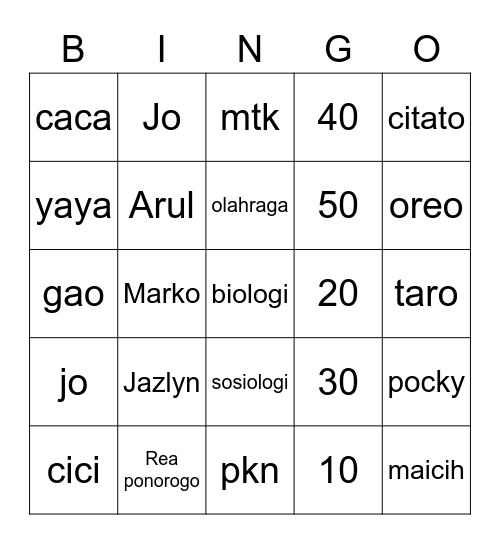 marko punya Bingo Card