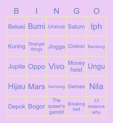 Arcelia. Bingo Card