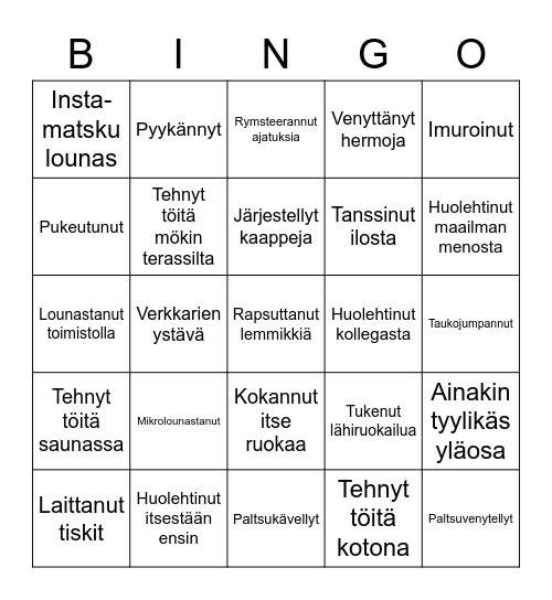 ETÄTYÖ BINGO Card