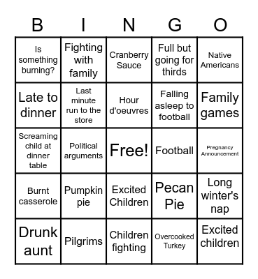 Thanksgiving Bingo Card