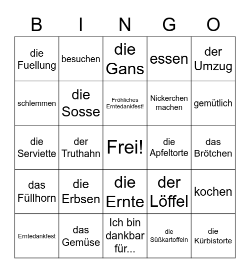 Erntedankfest Bingo Card