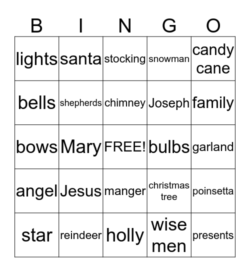Christmas Bingo Card