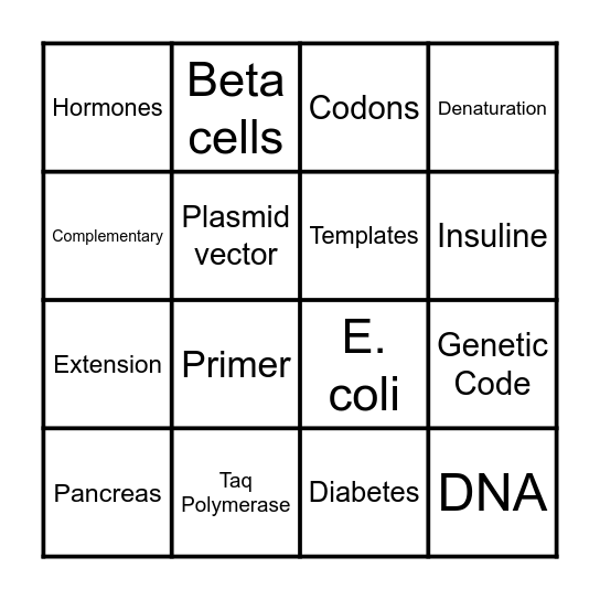 PCR Bingo Card