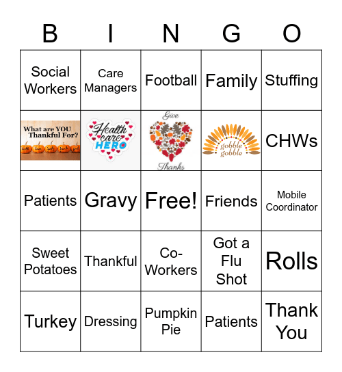 Thanksgiving CareMore Bingo Card