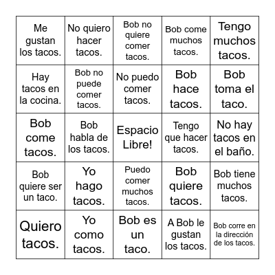 High Frequency + Tacos Bingo Card