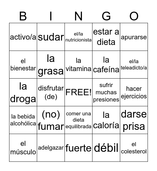 El Bienestar  Bingo Card