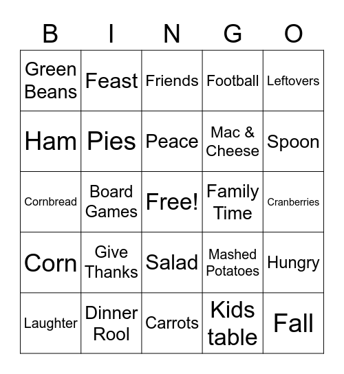 Thanksgiving Bingo Card