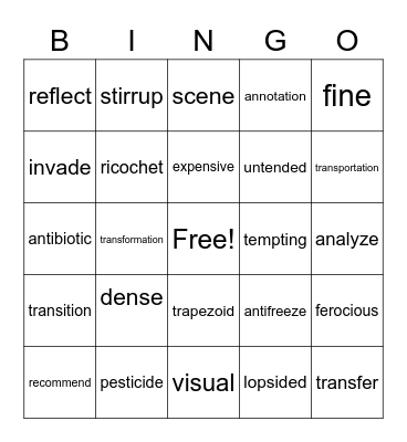 Allstar Review Bingo Card