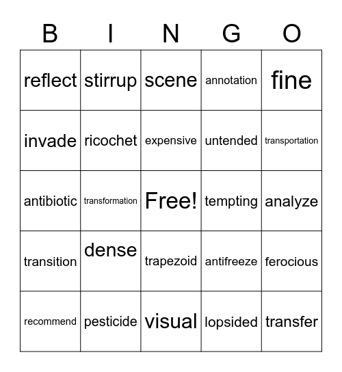 Allstar Review Bingo Card