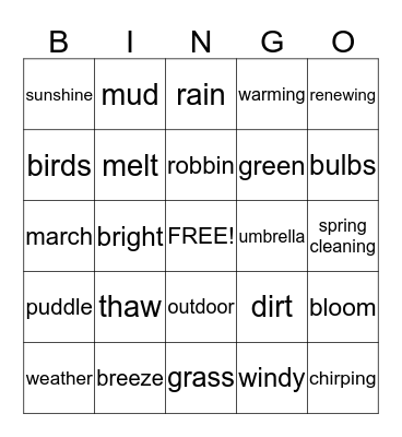 Spring Fever BINGO Card