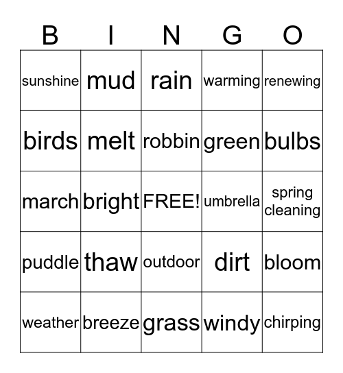 Spring Fever BINGO Card