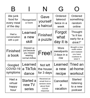 MFIN COVID Bingo Card