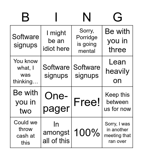 Matt-Isms Bingo Card