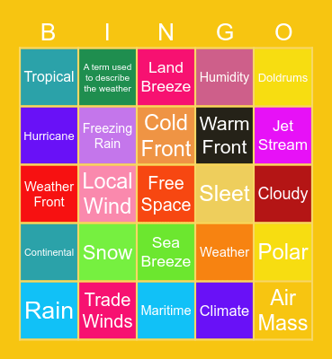 Weather & Climate Bingo Card