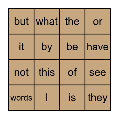 Sight Words! Bingo Card