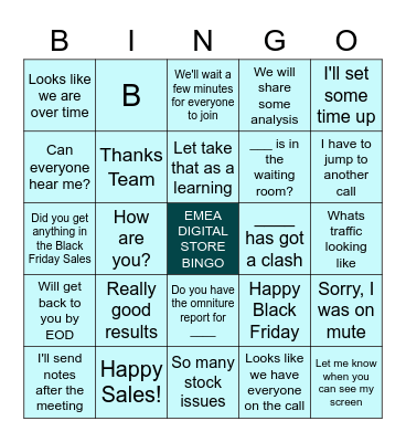 EMEA Online Stores Black Friday Bingo Card