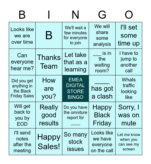 EMEA Online Stores Black Friday Bingo Card