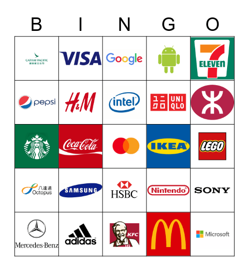 Famous Brands/Logos in HK Bingo Card