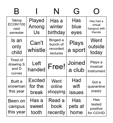 SLG Icebreaker Bingo Card