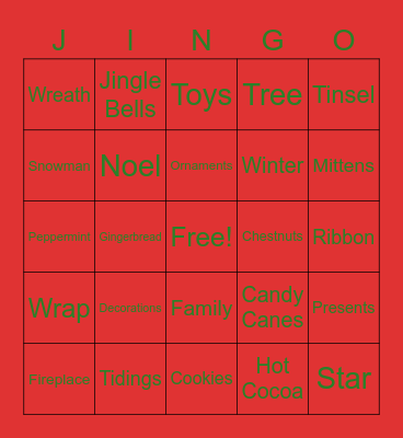 Holiday Jingo Bingo Card