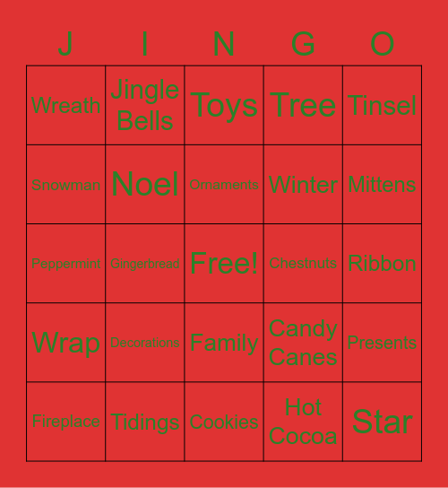 Holiday Jingo Bingo Card