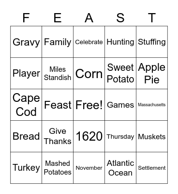 Thanksgiving Bingo Card