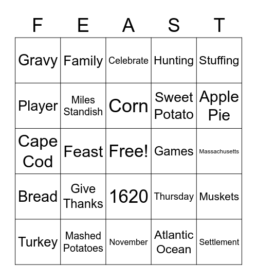 Thanksgiving Bingo Card