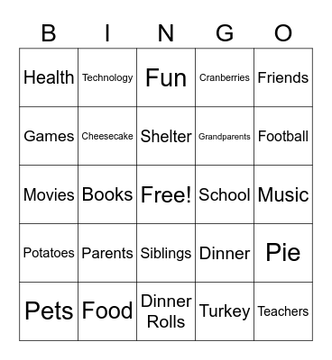 Thankfuls Bingo Card